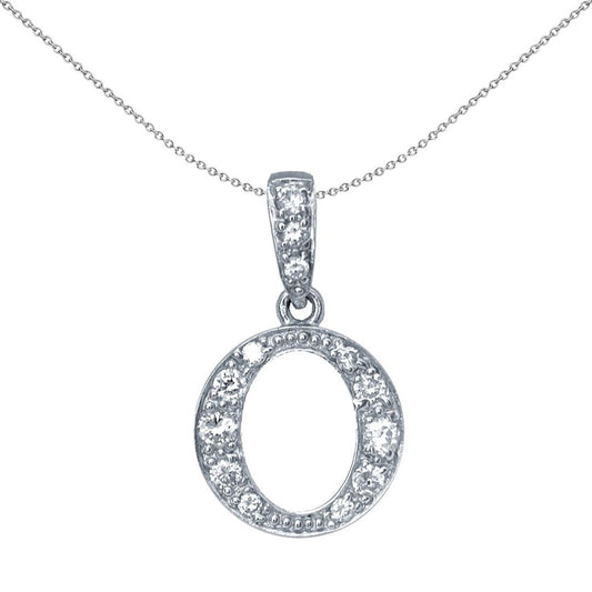 Sterling Silver  CZ Letter O Initial Identity ID Personal Pendant - GIN2-O