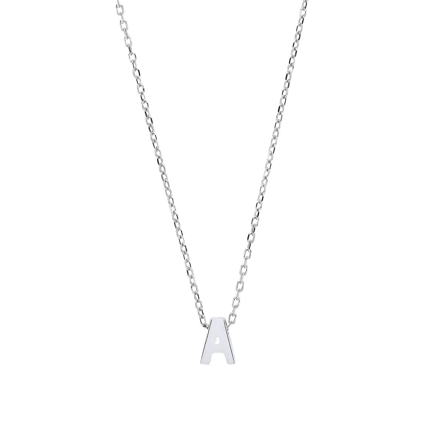Silver  Letter A Initial Pendant Necklace 18 inch - GIN4A