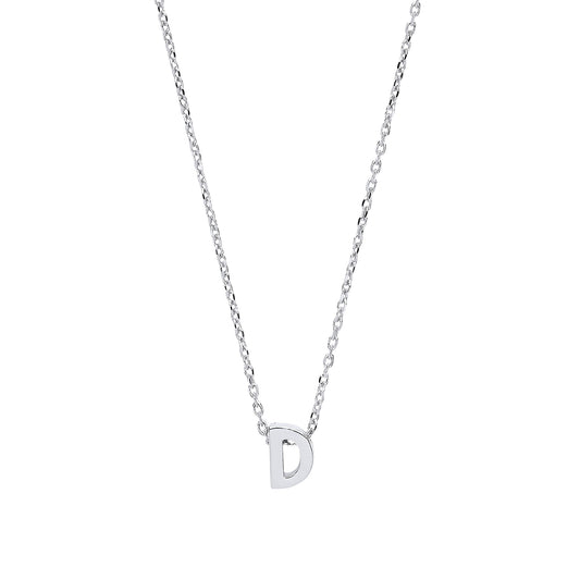 Silver  Letter D Initial Pendant Necklace 18 inch - GIN4D