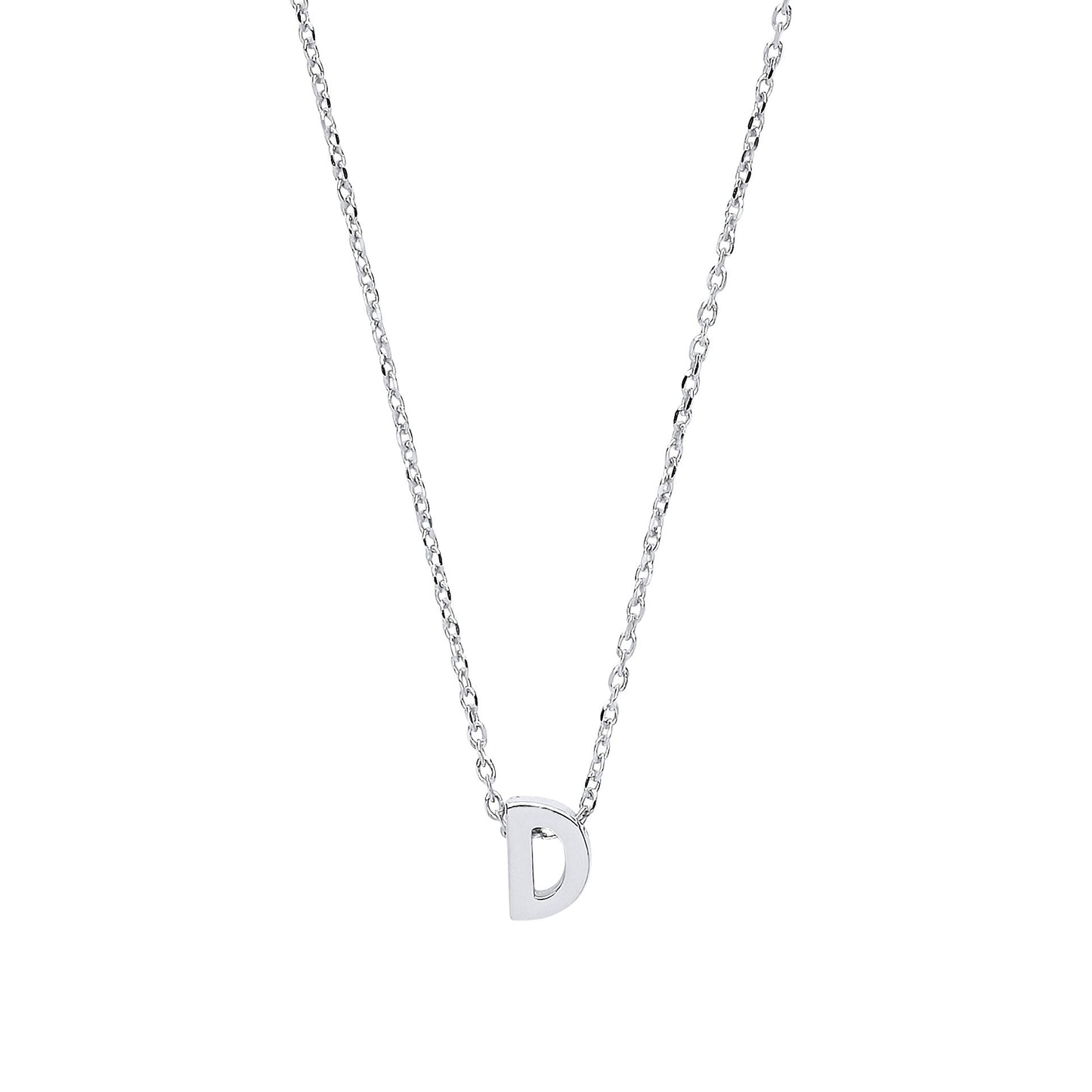 Silver  Letter D Initial Pendant Necklace 18 inch - GIN4D