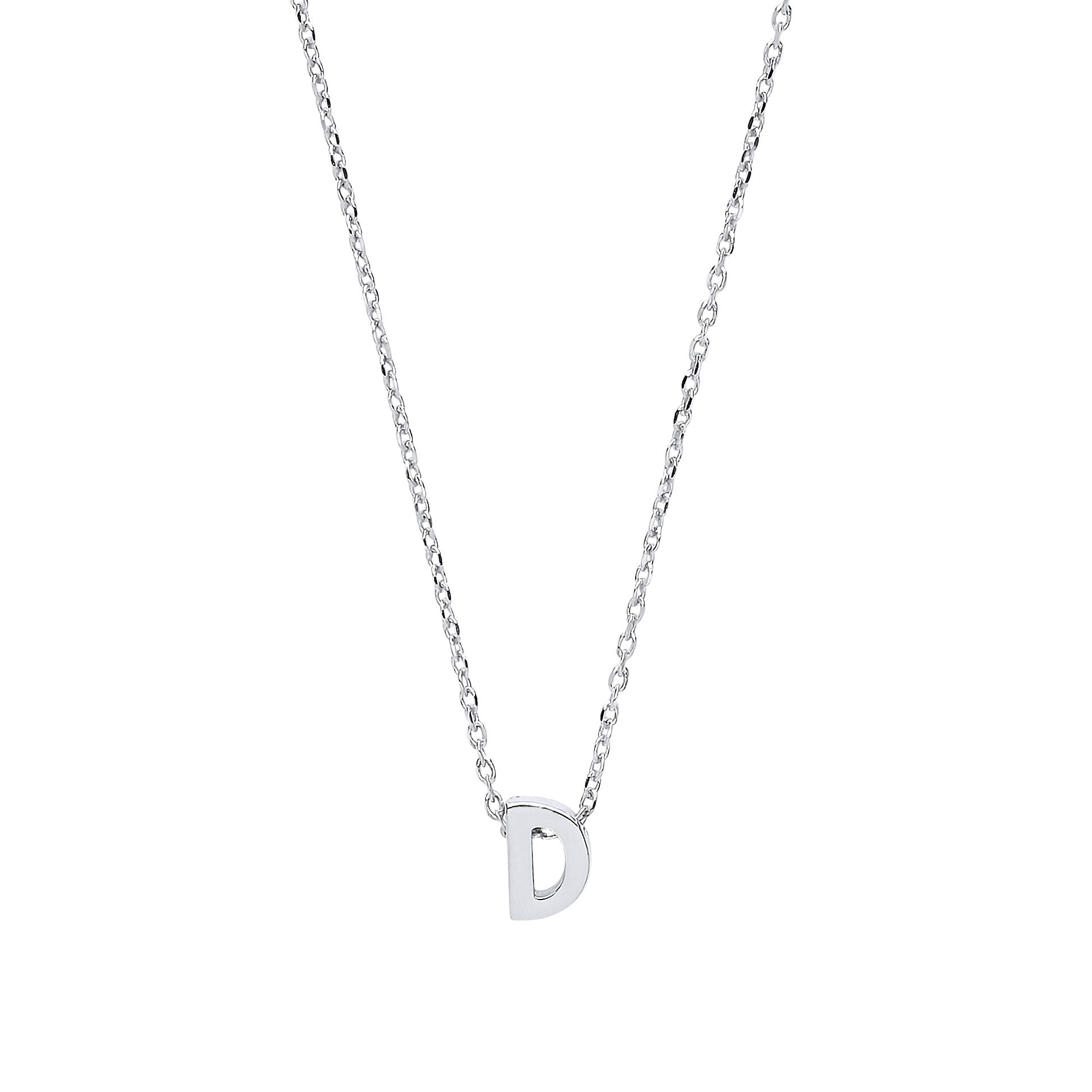 Silver  Letter D Initial Pendant Necklace 18 inch - GIN4D