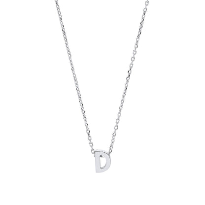 Silver  Letter D Initial Pendant Necklace 18 inch - GIN4D