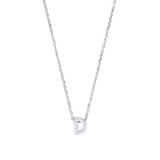 Silver  Letter D Initial Pendant Necklace 18 inch - GIN4D