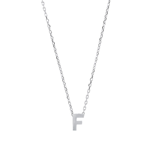 Silver  Letter F Initial Pendant Necklace 18 inch - GIN4F