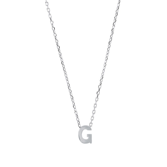 Silver  Letter G Initial Pendant Necklace 18 inch - GIN4G
