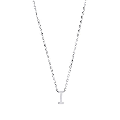 Silver  Letter I Initial Pendant Necklace 18 inch - GIN4I
