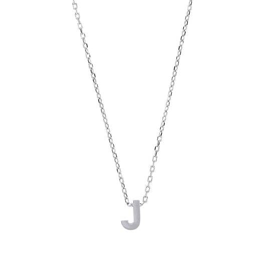 Silver  Letter J Initial Pendant Necklace 18 inch - GIN4J