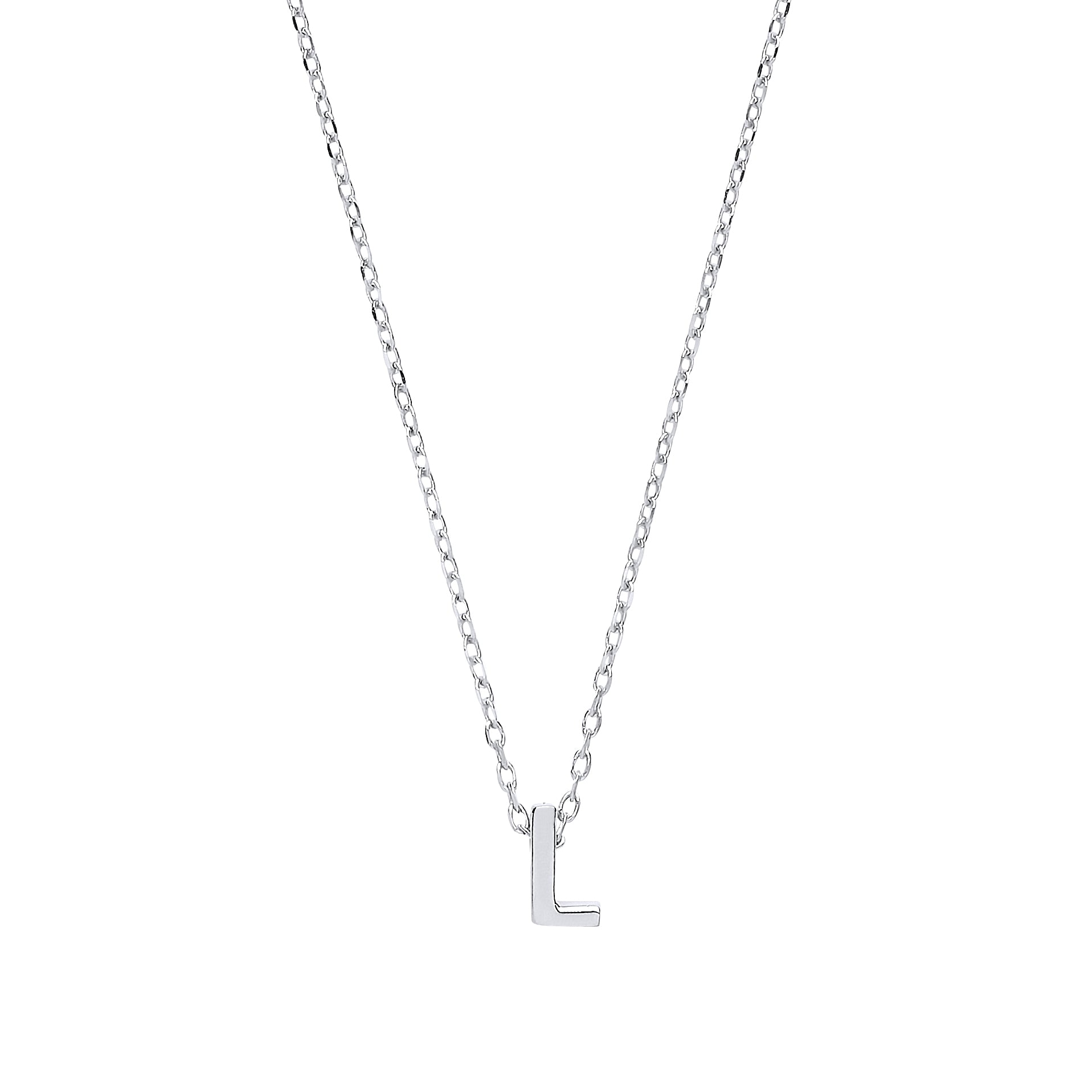 Silver  Letter L Initial Pendant Necklace 18 inch - GIN4L