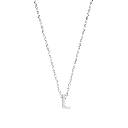 Silver  Letter L Initial Pendant Necklace 18 inch - GIN4L