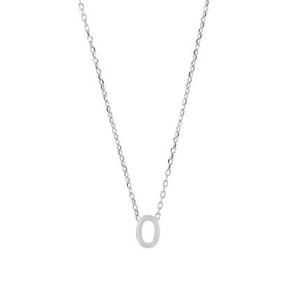 Silver  Letter O Initial Pendant Necklace 18 inch - GIN4O
