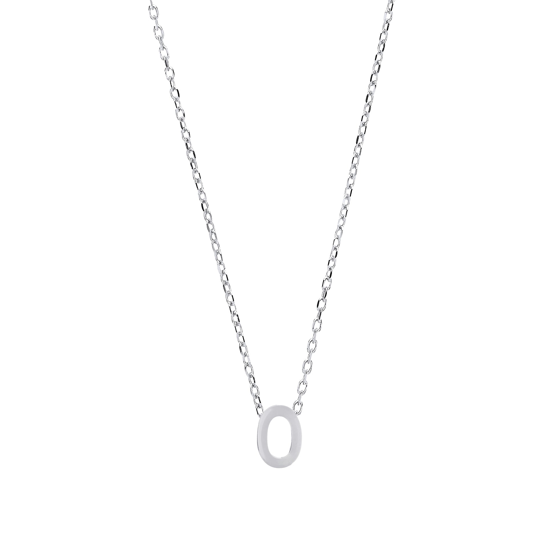 Silver  Letter O Initial Pendant Necklace 18 inch - GIN4O