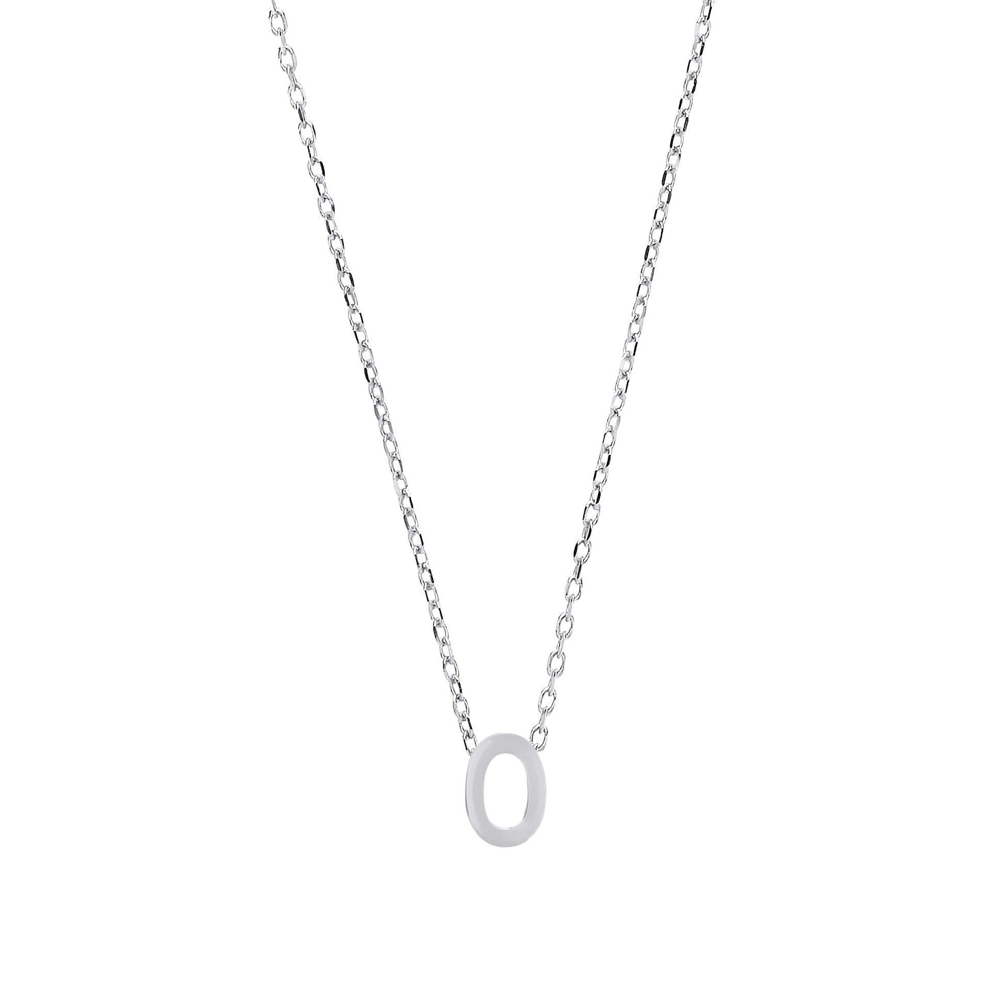 Silver  Letter O Initial Pendant Necklace 18 inch - GIN4O