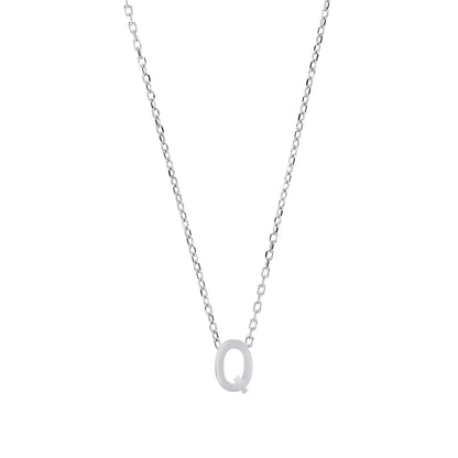 Silver  Letter Q Initial Pendant Necklace 18 inch - GIN4Q