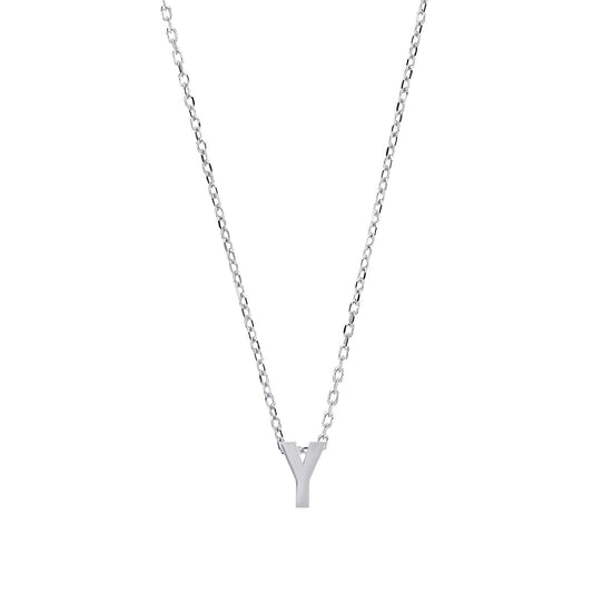 925 Sterling Silver  Letter Y Initial Pendant Necklace 15 + 1 inch - GIN4Y