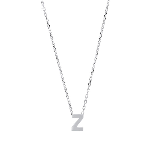 Silver  Letter Z Initial Pendant Necklace 18 inch - GIN4Z