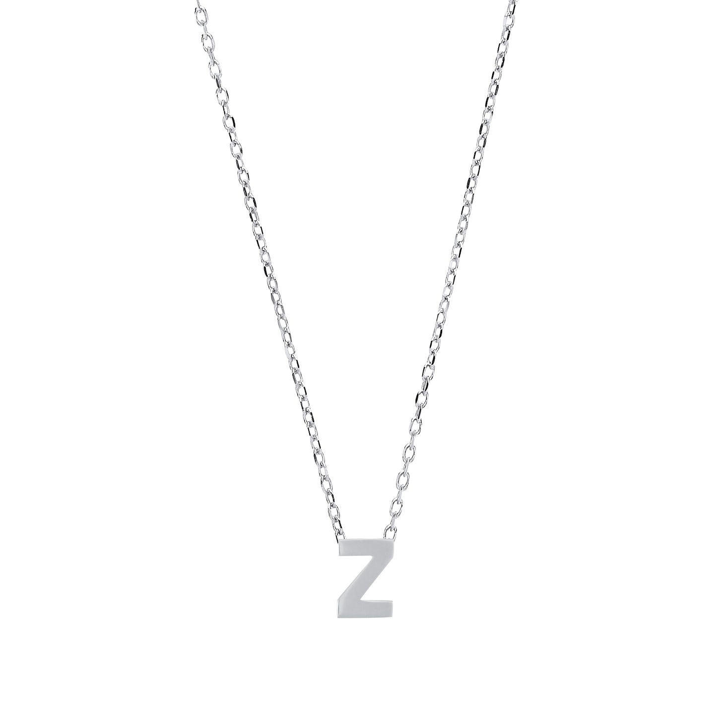 Silver  Letter Z Initial Pendant Necklace 18 inch - GIN4Z