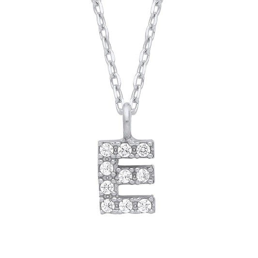 Silver  Encrusted Mini Initial Pendant Necklace - GIN6E