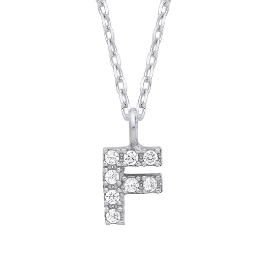 Silver  Encrusted Mini Initial Pendant Necklace - GIN6F