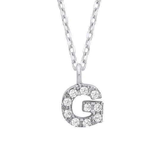 Silver  Encrusted Mini Initial Pendant Necklace - GIN6G