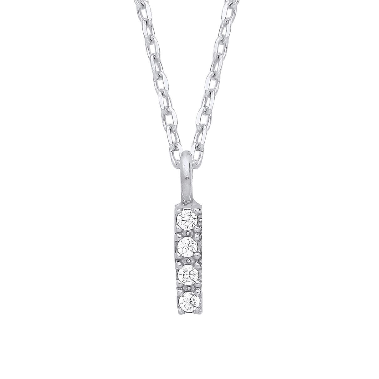 925 Silver  Encrusted Mini Initial Pendant Necklace 16 + 1 inch - GIN6I
