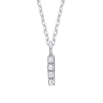 925 Silver  Encrusted Mini Initial Pendant Necklace 16 + 1 inch - GIN6I