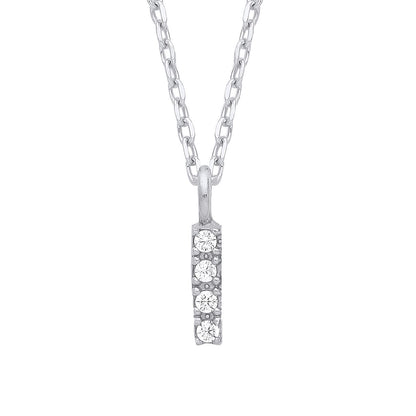 925 Silver  Encrusted Mini Initial Pendant Necklace 16 + 1 inch - GIN6I