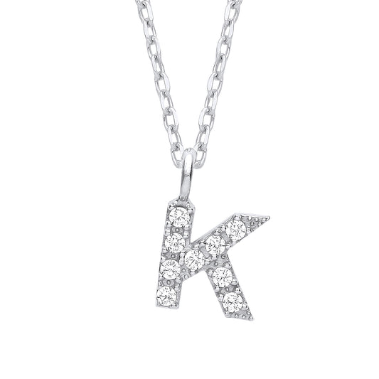 Silver  Encrusted Mini Initial Pendant Necklace - GIN6K