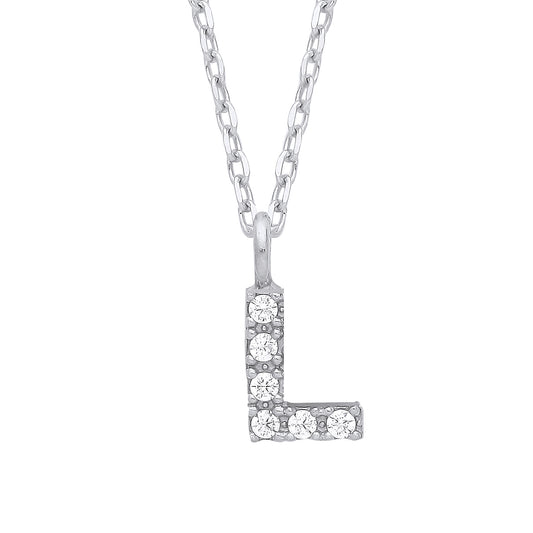 Silver  Encrusted Mini Initial Pendant Necklace - GIN6L