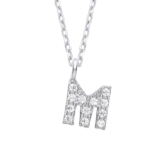 Silver  Encrusted Mini Initial Pendant Necklace - GIN6M