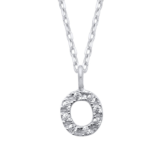 Silver  Encrusted Mini Initial Pendant Necklace - GIN6O