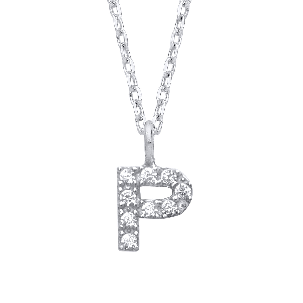 Silver  Encrusted Mini Initial Pendant Necklace - GIN6P