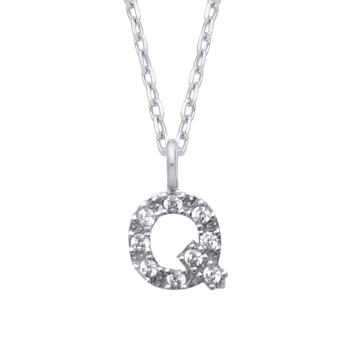 Silver  Encrusted Mini Initial Pendant Necklace - GIN6Q