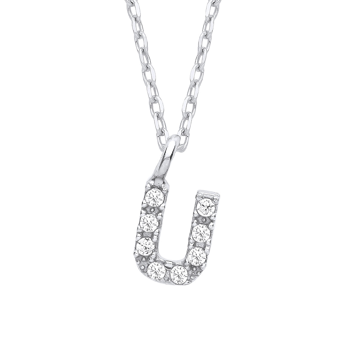 Silver  Encrusted Mini Initial Pendant Necklace - GIN6U