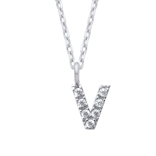Silver  Encrusted Mini Initial Pendant Necklace - GIN6V