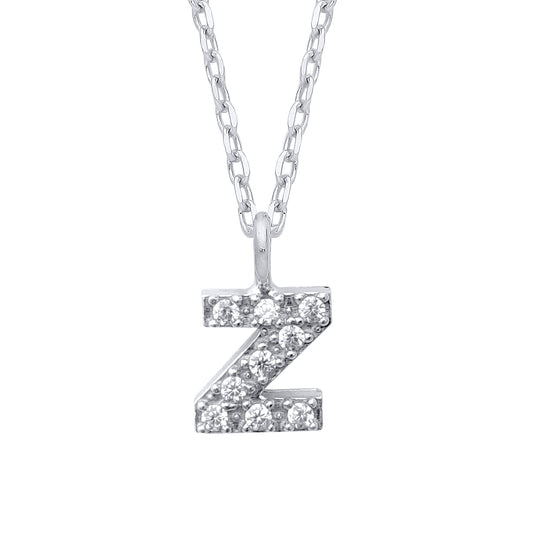 Silver  Encrusted Mini Initial Pendant Necklace - GIN6Z