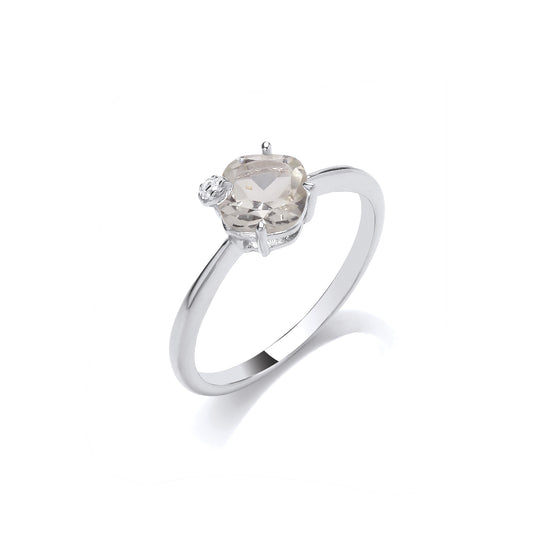 Silver  Feather In Cap Solitaire Cocktail Ring - GSR1002