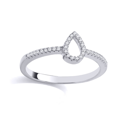 925 Sterling Silver  CZ Halo Raindrop Eternity Ring - GSR1004