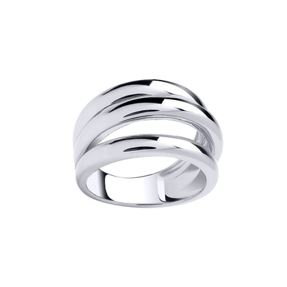 Silver  Triple Row D-Shape Band Ring - GSR1010