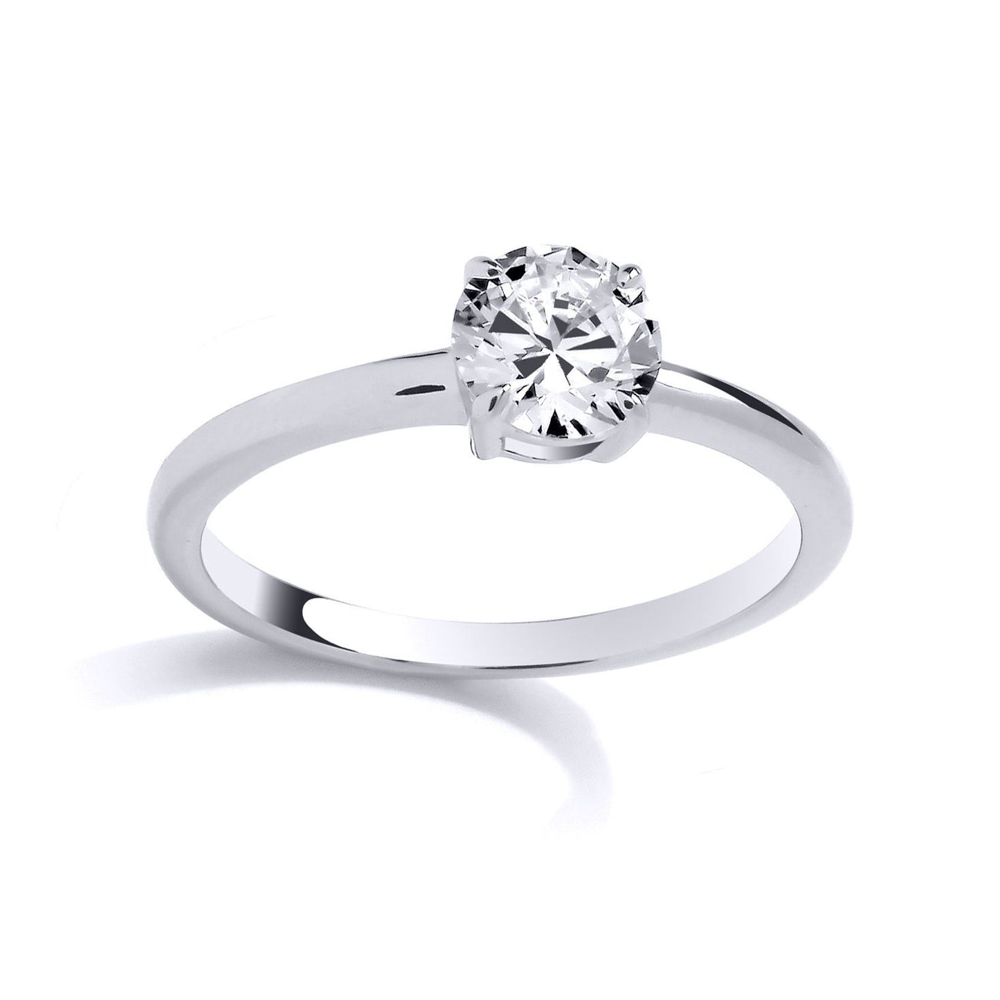 Silver  CZ Minimalist 4-Claw Solitaire Ring - GSR1027