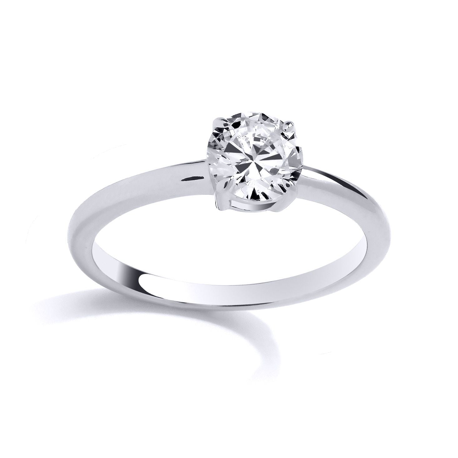 Silver  CZ Minimalist 4-Claw Solitaire Ring - GSR1027