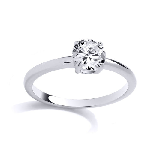 Silver  CZ Minimalist 4-Claw Solitaire Ring - GSR1027