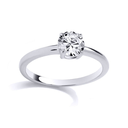 Silver  CZ Minimalist 4-Claw Solitaire Ring - GSR1027