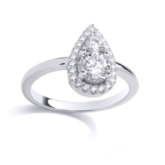 Sterling Silver CZ Pear Halo Ring - GSR1030