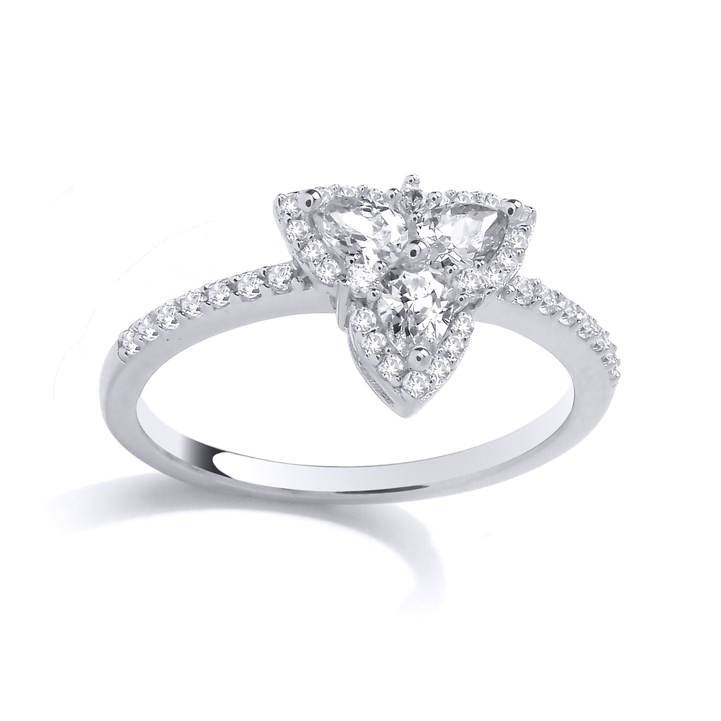 Sterling Silver CZ Triple Heart Cluster Ring - GSR1031