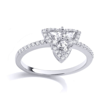 Silver  Pear CZ Celtic Trinity Knot Cluster Engagement Ring - GSR1031