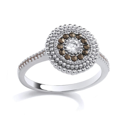 Sterling Silver Pyrite CZ Circle Band Ring - GSR1036