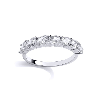 Sterling Silver CZ Oval Cut Half Eternity Ring - GSR1042