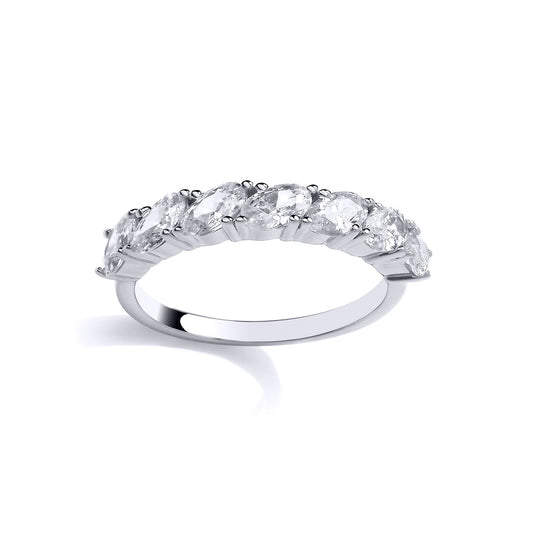 Sterling Silver CZ Oval Cut Half Eternity Ring - GSR1042