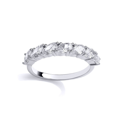 Silver  Oval CZ Diagonal Set 7-Stone Eternity Ring - GSR1042