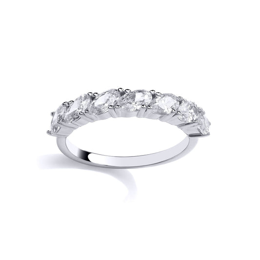 Silver  Oval CZ Diagonal Set 7-Stone Eternity Ring - GSR1042
